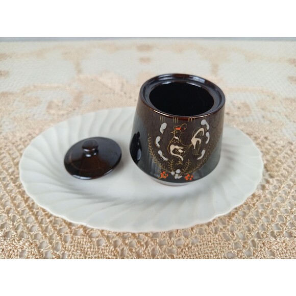 Japanese Style Hand Painted Tea Set And Salt Pepper Shaler Chocolate Rooster - Picture 6 of 9